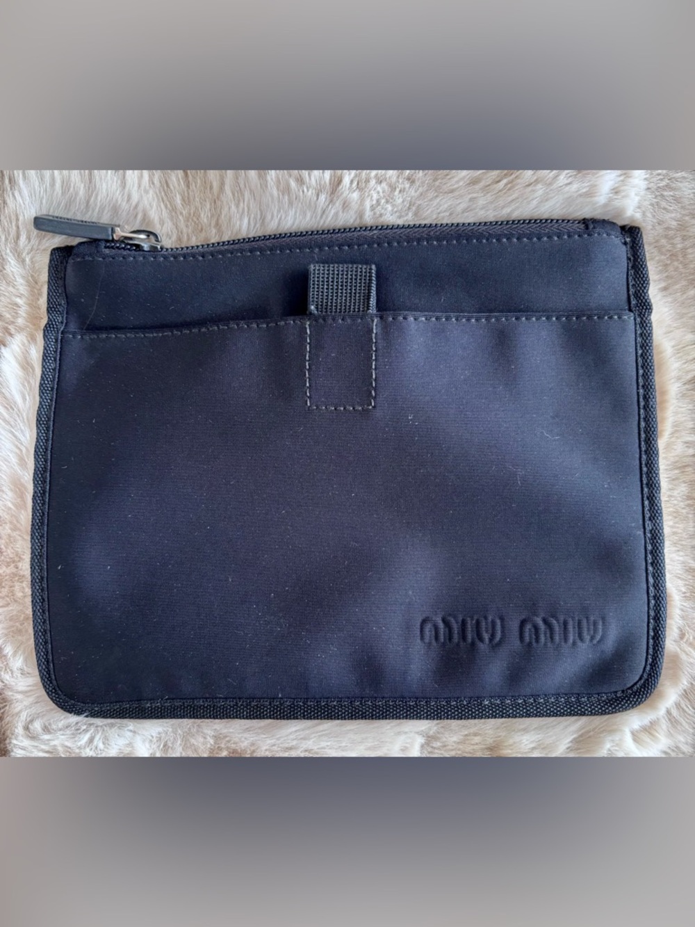Miu Miu Black Nylon Zip Pouch Wallet